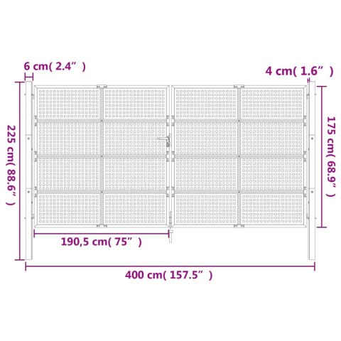 Brama ogrodowa, antracytowa, 400x175 cm, stal Lumarko! Lumarko!