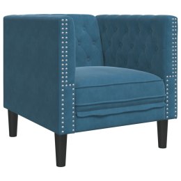  Fotel Chesterfield, niebieski, tapicerowany aksamitem Lumarko! Lumarko!
