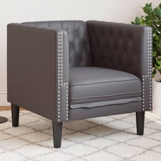 Fotel Chesterfield, szary, tapicerowany sztuczną skórą Lumarko! Lumarko!