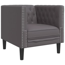  Fotel Chesterfield, szary, tapicerowany sztuczną skórą Lumarko! Lumarko!