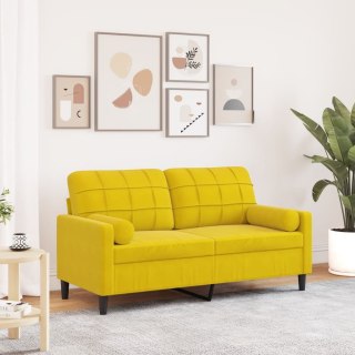  2-osobowa sofa z poduszkami, żółta, 140 cm, aksamit Lumarko! Lumarko!