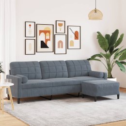  3-osobowa sofa z podnóżkiem, ciemnoszara, 210 cm, aksamit Lumarko! Lumarko!