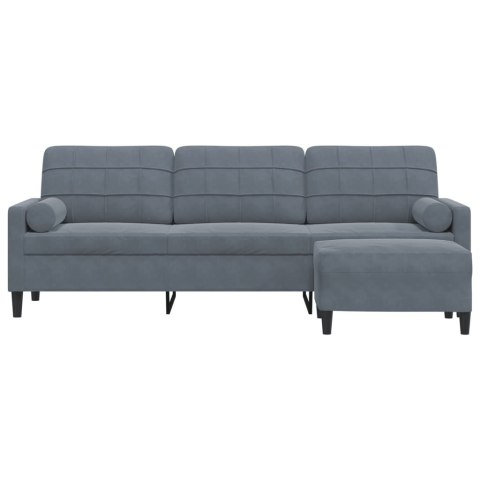  3-osobowa sofa z podnóżkiem, ciemnoszara, 210 cm, aksamit Lumarko! Lumarko!