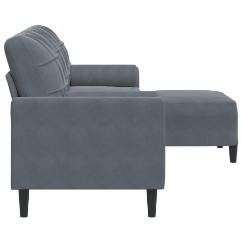  3-osobowa sofa z podnóżkiem, ciemnoszara, 210 cm, aksamit Lumarko! Lumarko!