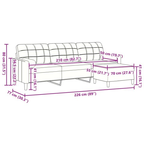  3-osobowa sofa z podnóżkiem, ciemnoszara, 210 cm, aksamit Lumarko! Lumarko!