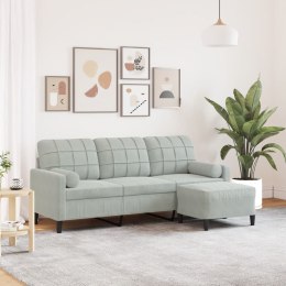  3-osobowa sofa z podnóżkiem, jasnoszara, 180 cm, aksamit Lumarko! Lumarko!