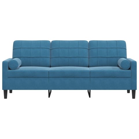  3-osobowa sofa z poduszkami, niebieska, 180 cm, aksamit Lumarko! Lumarko!