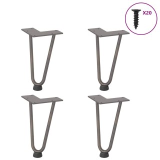  Nogi do stołu Hairpin, 4 szt., naturalna stal, 20 cm, lita stal Lumarko! Lumarko!