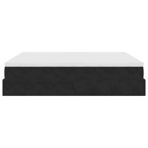  Rama łóżka otomana z materacami, czarna, 200x200 cm, aksamit Lumarko! Lumarko!
