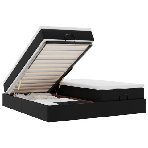  Rama łóżka otomana z materacami, czarna, 200x200 cm, ekoskóra Lumarko! Lumarko!