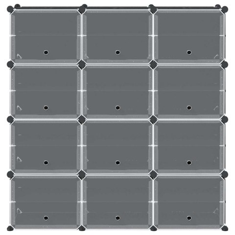  Regał kostkowy z 12 przegrodami i drzwiczkami, czarny, PP Lumarko! Lumarko!