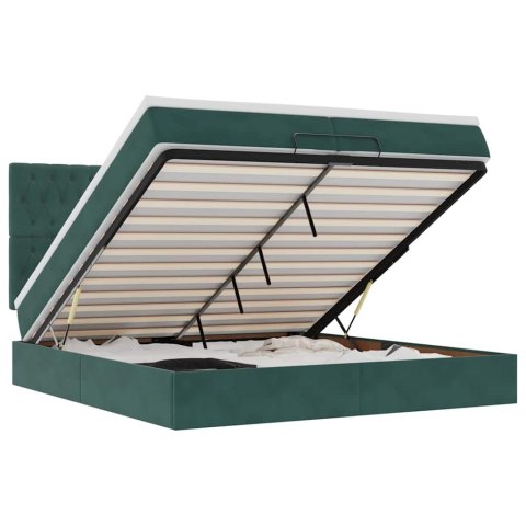 Rama łóżka otomana z materacami, zielona, 200x200 cm, aksamit Lumarko! Lumarko!