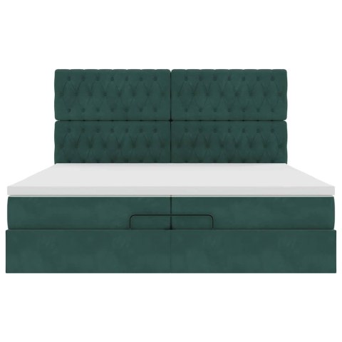 Rama łóżka otomana z materacami, zielona, 200x200 cm, aksamit Lumarko! Lumarko!