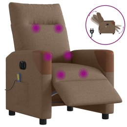 Rozkładany fotel masujący, elektryczny, brązowy, tkanina Lumarko! Lumarko!