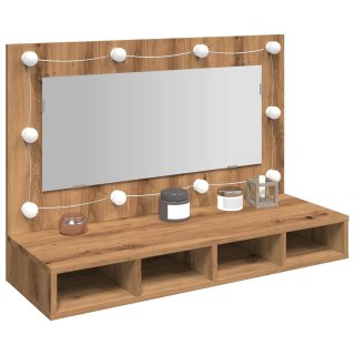  Szafka lustrzana z diodami LED dąb artisan 90x31,5x62 cm Lumarko! Lumarko!