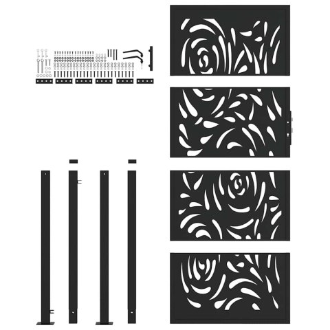 Brama ogrodowa czarna 105x205 cm Stalowy wzór płomienia Lumarko! Lumarko!