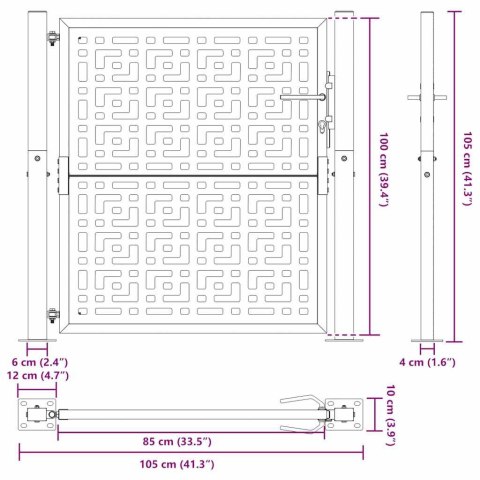  Brama ogrodowa 105x105 cm Stal nierdzewna Krzyż wzór Lumarko! Lumarko!