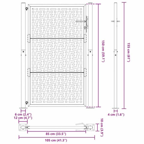 Brama ogrodowa 105x155 cm Stal nierdzewna Krzyż wzór Lumarko! Lumarko!