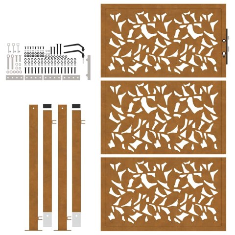 Brama ogrodowa 105x155 cm Stal nierdzewna Wzór liścia Lumarko! Lumarko!