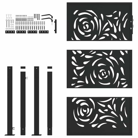 Brama ogrodowa czarna 105x155 cm Stalowy wzór płomienia Lumarko! Lumarko!