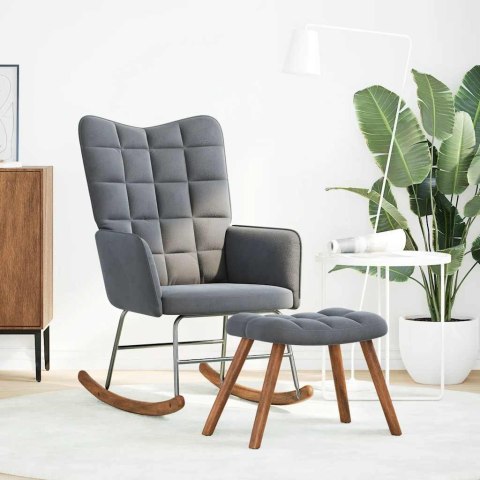 Fotel bujany ze stołkiem Ciemnoszary aksamit Lumarko! Lumarko!