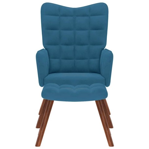  Fotel z podnóżkiem, niebieski, obity aksamitem Lumarko! Lumarko!