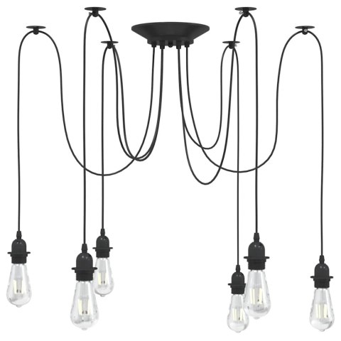  Lampa wisząca z 6 uchwytami na żarówki E27 Czarny metal Lumarko! Lumarko!