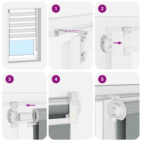 Roleta zebra, czarna, szerokość tkaniny 130,9 cm, poliester Lumarko! Lumarko!