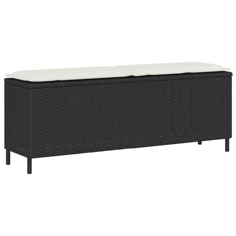  Ławka ogrodowa z poduszką Czarna 110x30x40,5 cm Polirattan Lumarko! Lumarko!