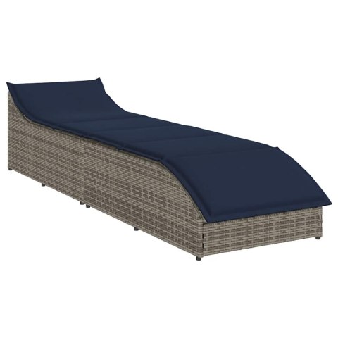  Składany leżak z poduszką i schowkiem Szary polirattan Lumarko! Lumarko!