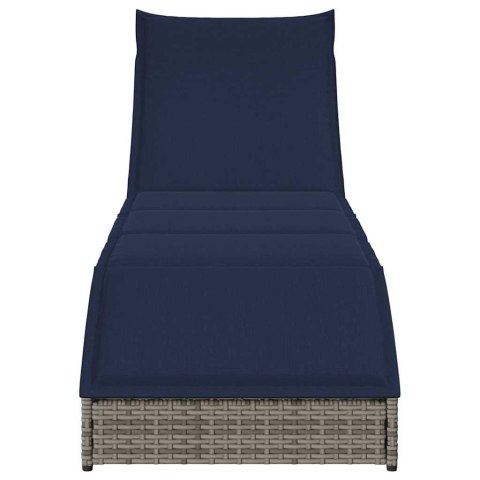  Składany leżak z poduszką i schowkiem Szary polirattan Lumarko! Lumarko!