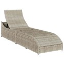  Składany leżak z poduszką i schowkiem, jasnoszary, polirattan Lumarko! Lumarko!