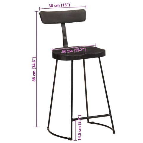  Hokery barowe 2 szt. Czarny 49x43x88 cm Drewno lite Mango Lumarko! Lumarko!