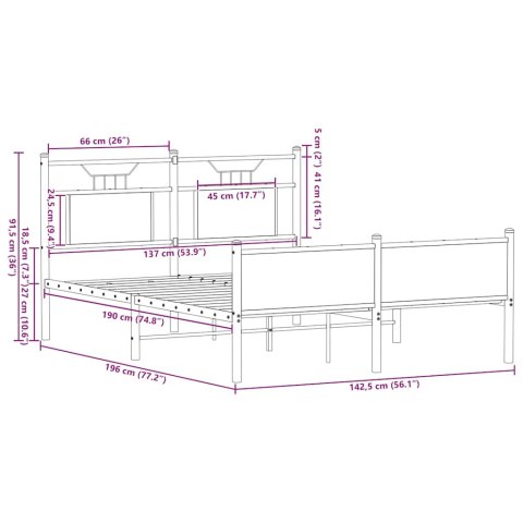  Łóżko bez materaca, brązowy dąb, 137x190 cm Lumarko! Lumarko!