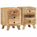  Szafka nocna 2 szt. 37x32x50 cm Drewno lite surowe mango Lumarko! Lumarko!