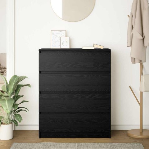 Komoda Czarny Dąb 80x35x99 cm Drewno klejone Lumarko! Lumarko!