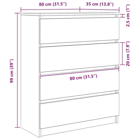 Komoda Czarny Dąb 80x35x99 cm Drewno klejone Lumarko! Lumarko!