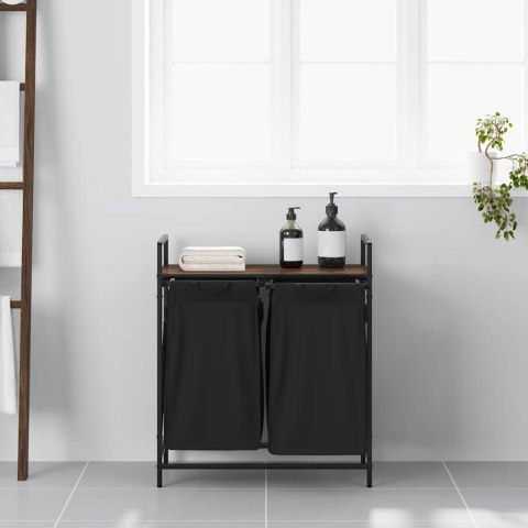 Kosz na pranie 2 przegrody z półką, brązowy dąb Lumarko! Lumarko!