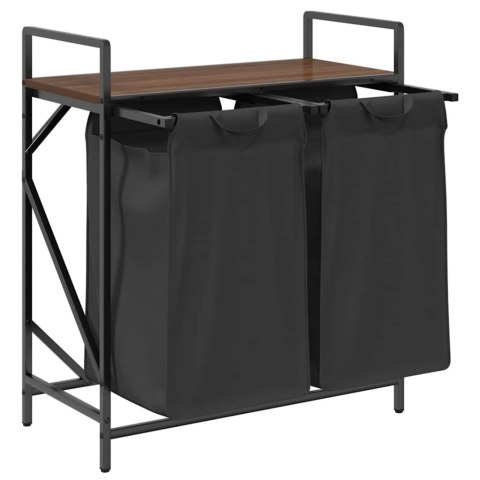 Kosz na pranie 2 przegrody z półką, brązowy dąb Lumarko! Lumarko!