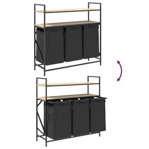 Kosz na pranie 3 przegrody z półkami, dąb sonoma Lumarko! Lumarko!