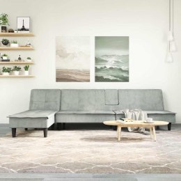 Sofa rozkładana L, jasnoszara, 255x140x70 cm, aksamit Lumarko! Lumarko!