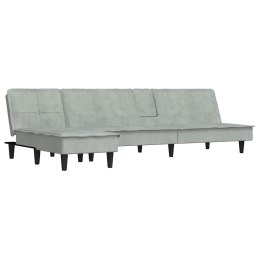 Sofa rozkładana L, jasnoszara, 255x140x70 cm, aksamit Lumarko! Lumarko!