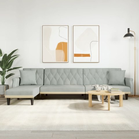 Sofa rozkładana L, jasnoszara, 271x140x70 cm, aksamit Lumarko! Lumarko!