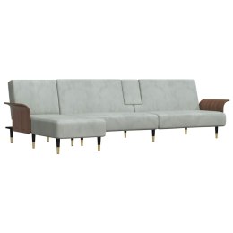 Sofa rozkładana L, jasnoszara, 279x140x70 cm, aksamit Lumarko! Lumarko!