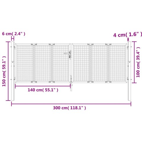 Brama ogrodowa, antracytowa, 300x150 cm, stal Lumarko! Lumarko!