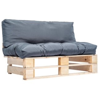Ogrodowa sofa z palet, z szarymi poduszkami, sosna Lumarko! Lumarko!