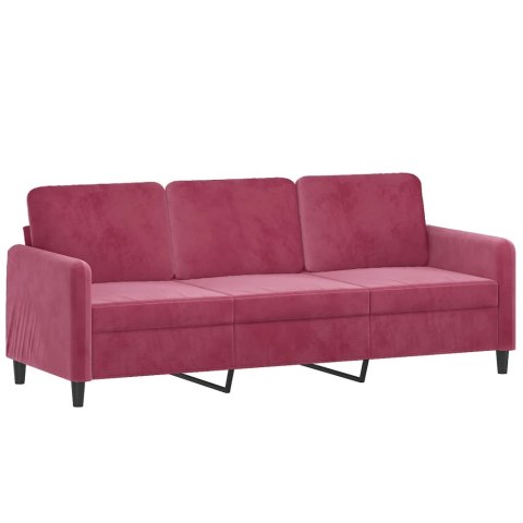3-osobowa sofa z podnóżkiem winna czerwień 180 cm, aksamit Lumarko! Lumarko!