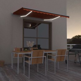 Ręcznie zwijana markiza z LED, 350x250 cm, pomarańczowo-brązowa Lumarko! Lumarko!