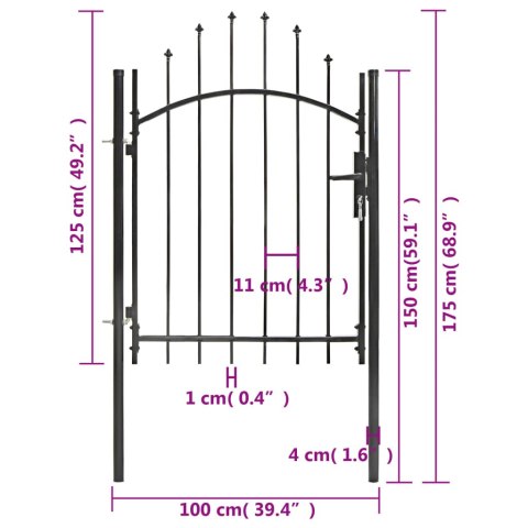 Brama ogrodowa Woerden, stal, 1x1,25 m, czarna