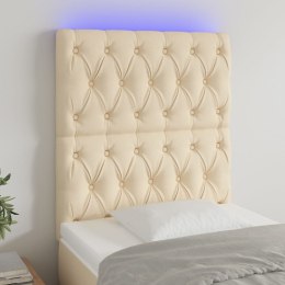 Zagłówek do łóżka z LED, kremowy, 80x7x118/128 cm, tkanina Lumarko! Lumarko!